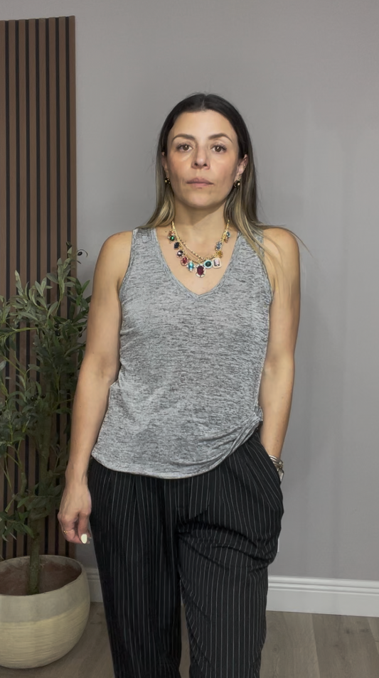 Classic Gray V-Neck Tank - 33202