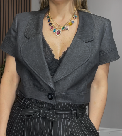 Tailored Cropped Blazer Top - 33520