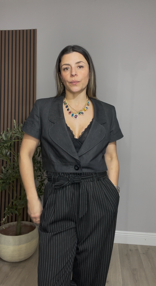 Tailored Cropped Blazer Top - 33520