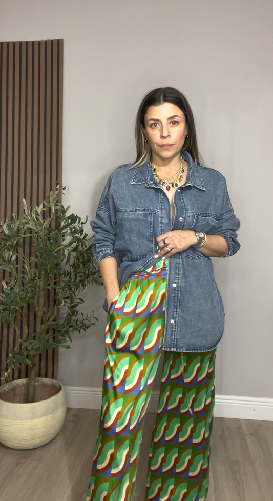 Printed Wide-Leg Pants - 33486