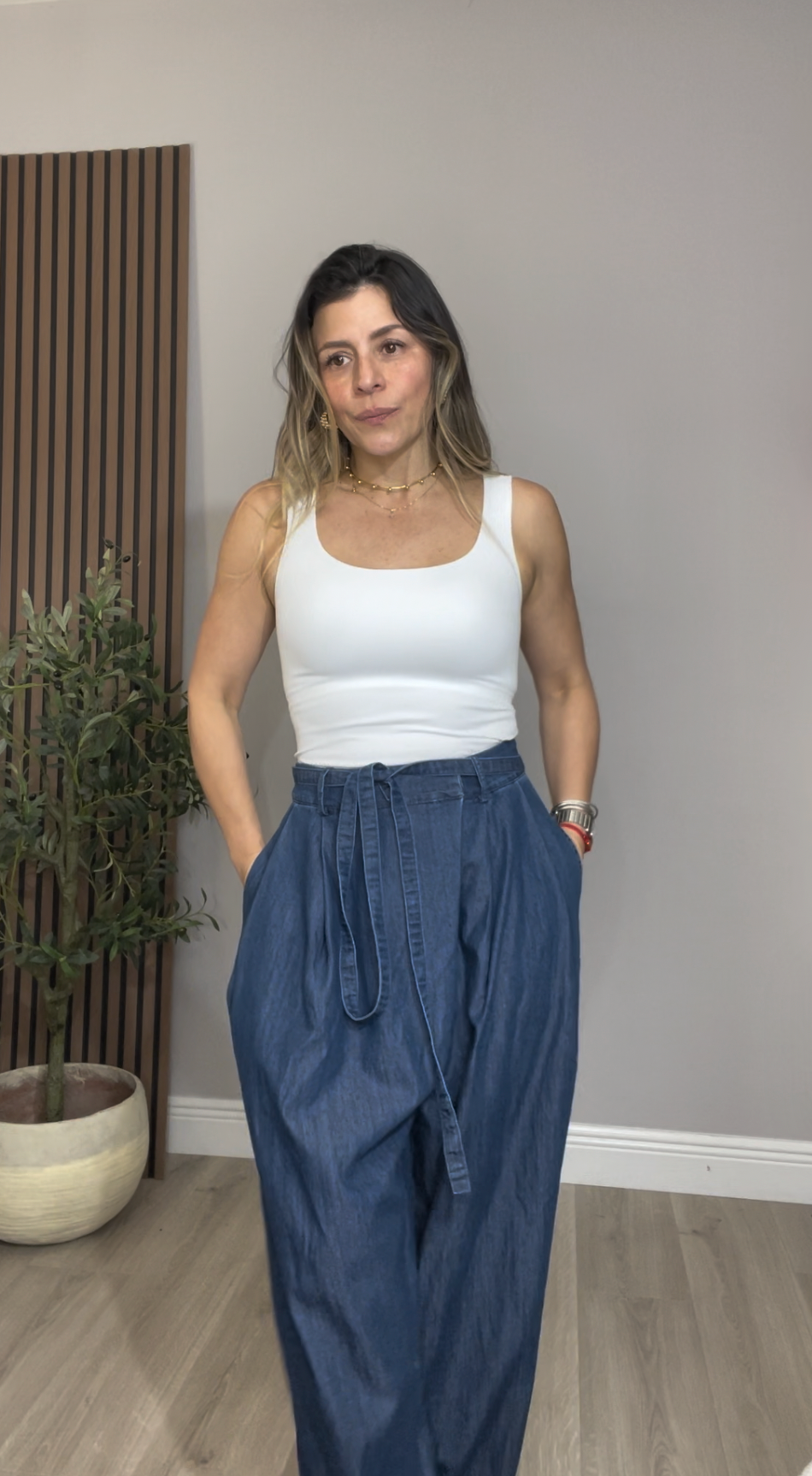 Wide-Leg Denim Pants - 33462