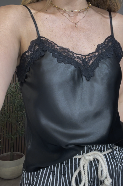 Lace Detail Spaghetti Strap Top - 33875 - 33876