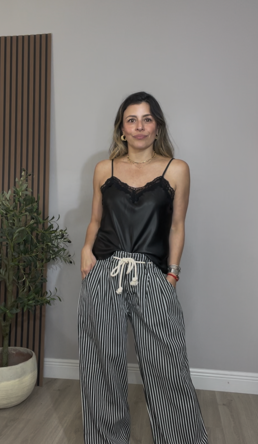 Lace Detail Spaghetti Strap Top - 33875 - 33876