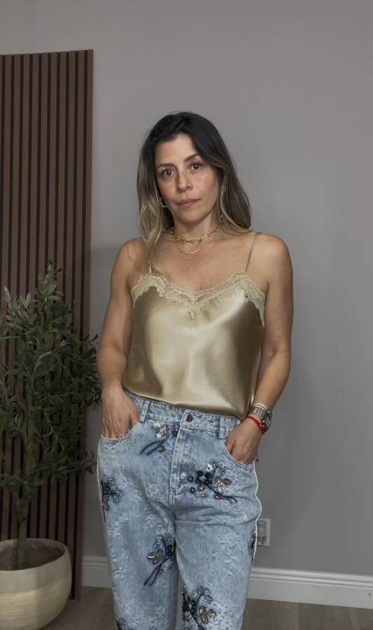 Lace Detail Spaghetti Strap Top - 33875 - 33876