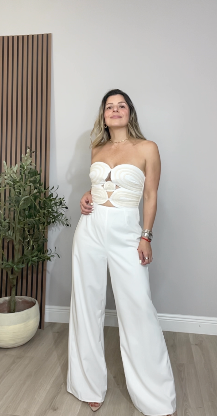 Ivory Cutout Strapless Jumpsuit - 33647