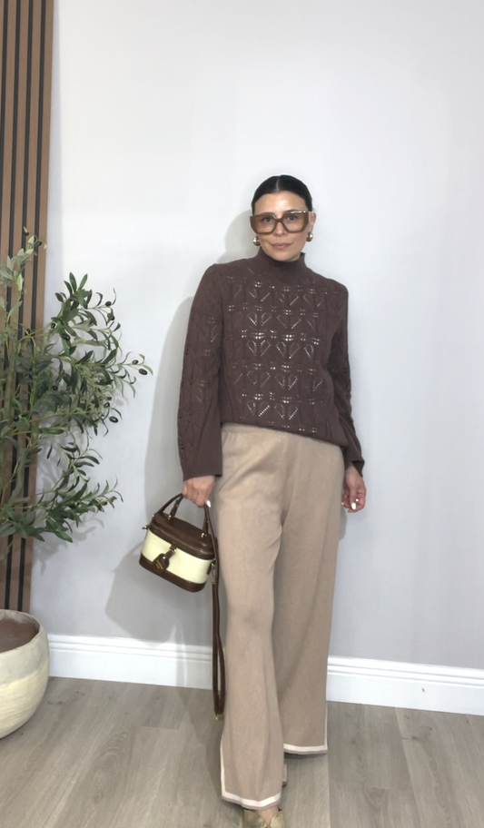Chocolate brown knit sweater -  33801