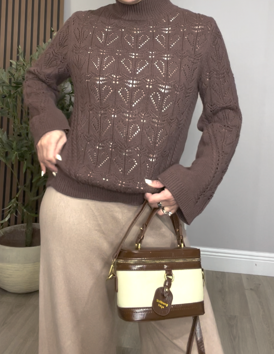 Chocolate brown knit sweater -  33801