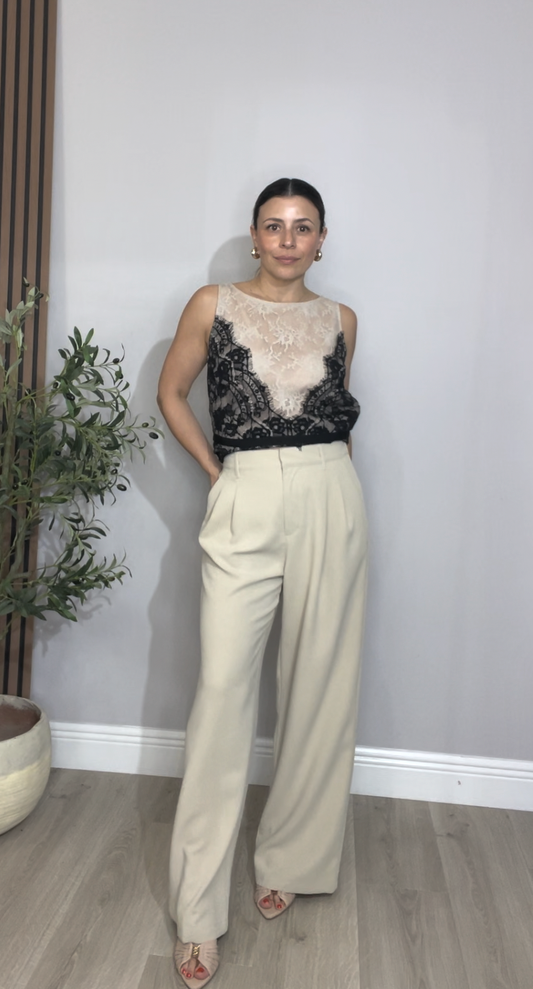 High-waisted tailored wide-leg pants - 33800