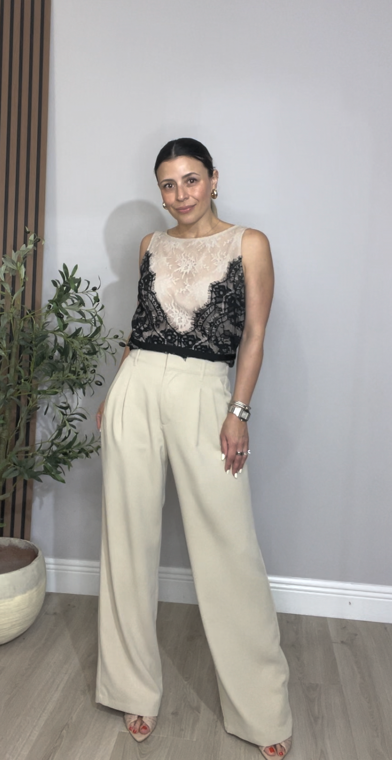 High-waisted tailored wide-leg pants - 33800