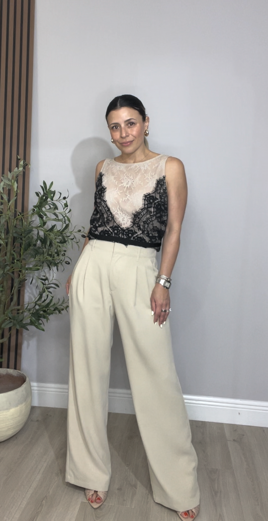 High-waisted tailored wide-leg pants - 33800