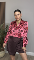 Botanical Bloom Satin Button-Down - 33821