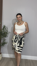 Monochrome Abstract Art Midi Skirt - 33746
