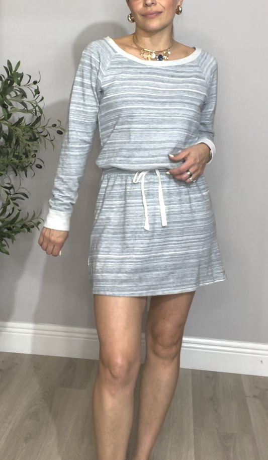 Gray Marled Drawstring Mini Dress - 33892