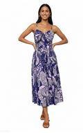 Love the Label Purple & Pink Floral Bow-Front Midi Dress - 33185
