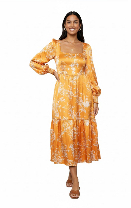 LOBO ROSA Golden Hour Satin Midi Dress - 33016