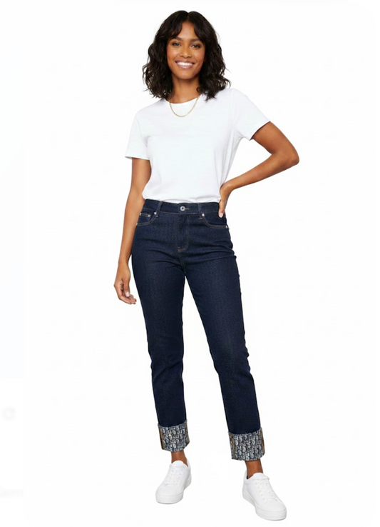 CHRISTIAN DIOR Oblique Detail Dark Wash Jeans