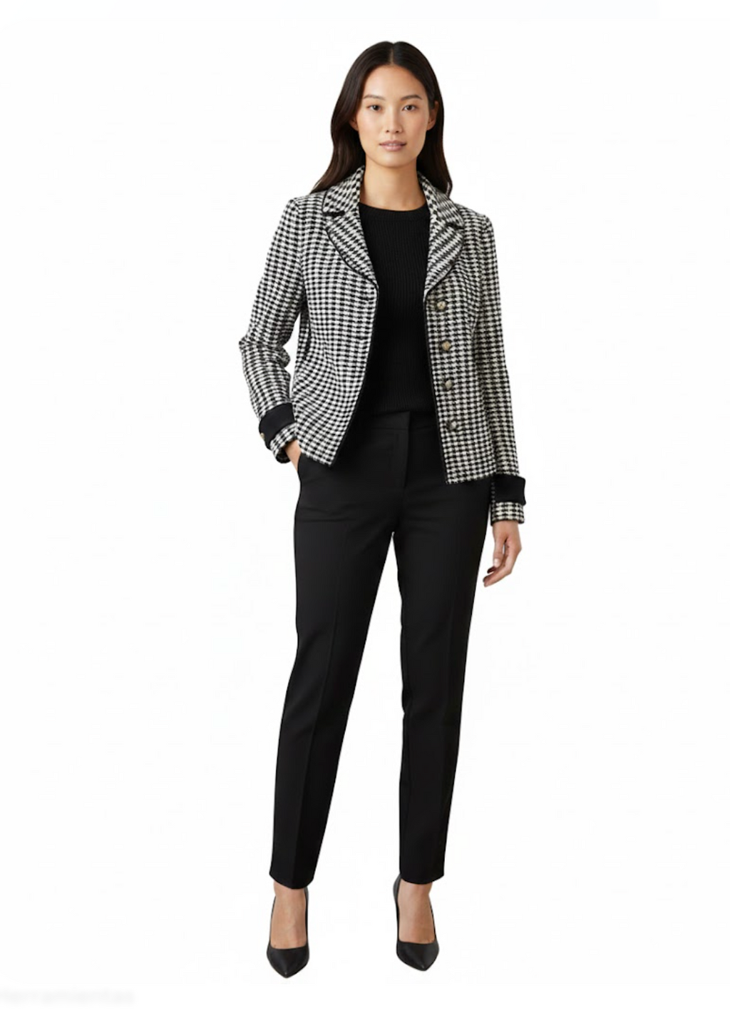 ST. JOHN Classic Houndstooth Knit Jacket - 26411