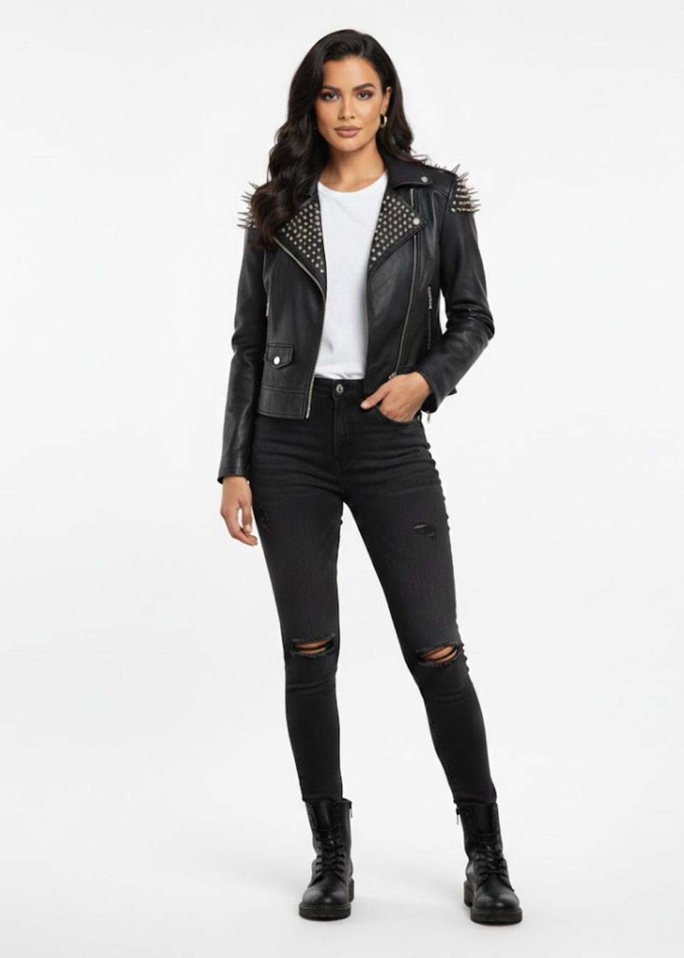 ALIN JOTAR Studded Leather Biker Jacket - 23100