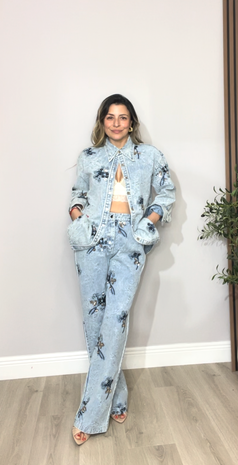 Embellished Denim Statement Set -  34069