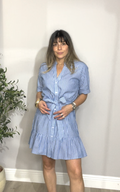 JS71 Striped Ruffle-Hem Shirt Dress -  33324