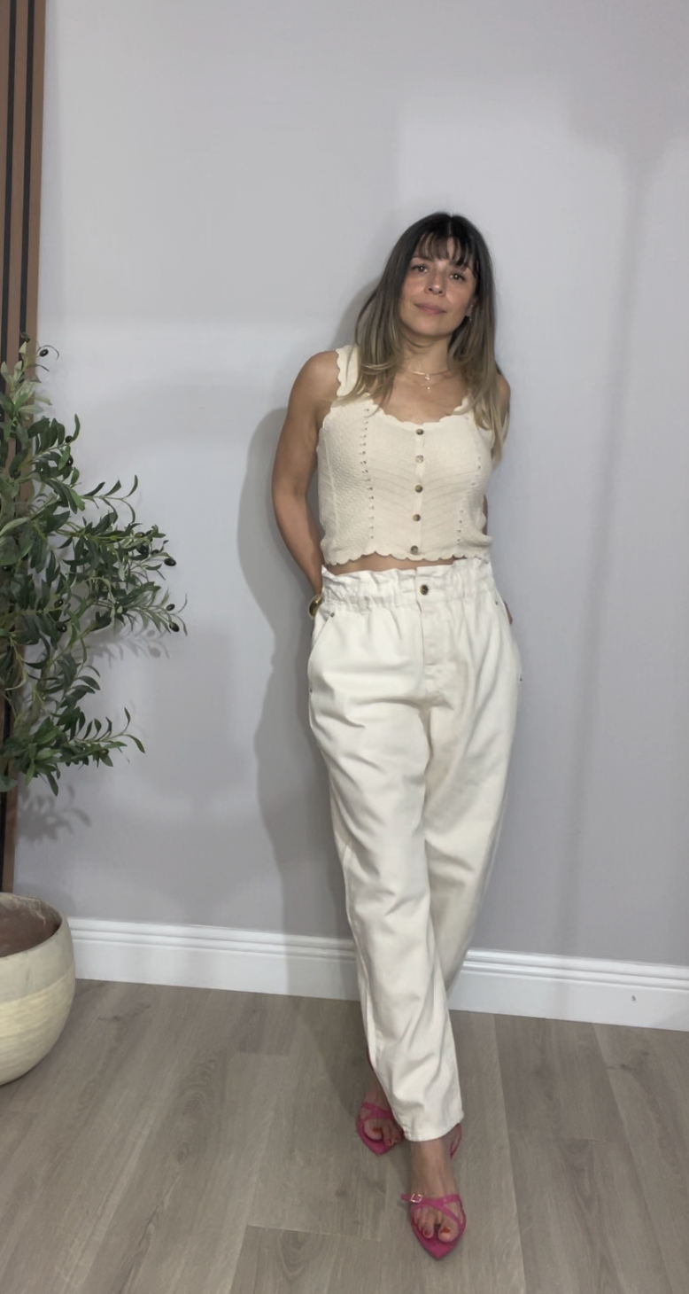Off-White High-Waisted Paperbag Trousers - 33580