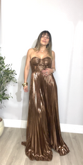 Metallic Plissé Strapless Gown - 33942