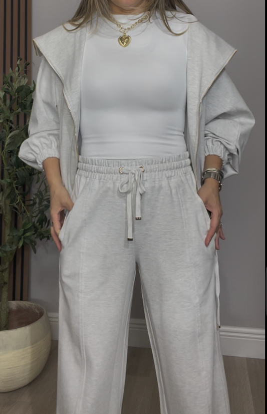 Ultra-Soft Oatmeal Zip-Up Loungewear Set - 33641