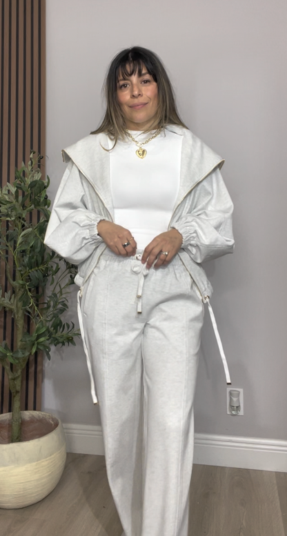 Ultra-Soft Oatmeal Zip-Up Loungewear Set - 33641