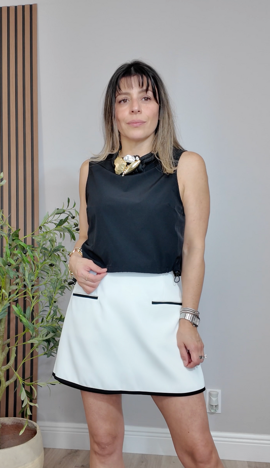 Minimalist Sleeveless Drawstring Top - 34151