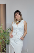 Polka Dot Tailored V-Neck Vest - 34149