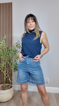 Classic Mid-Wash Denim Bermuda Shorts - 34144