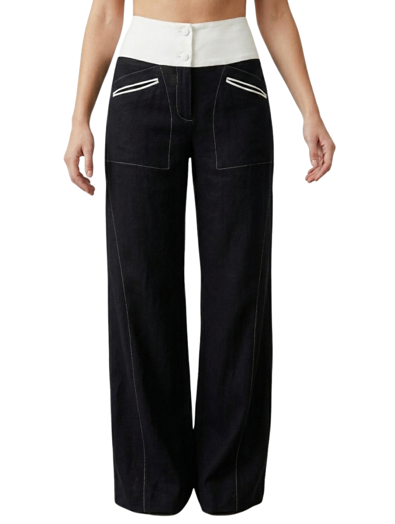 Giorgio Armani High-Waisted Contrast-Panel Trousers - 28228