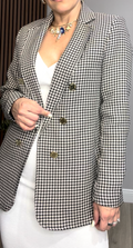 Ann Klein Double-Breasted Houndstooth Blazer -  33615