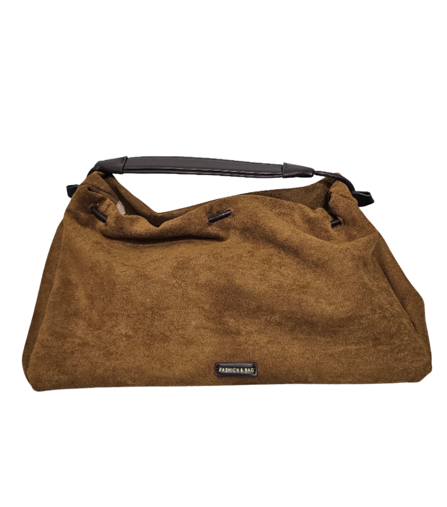 Tobacco Suede Ruched Hobo Bag - 32047