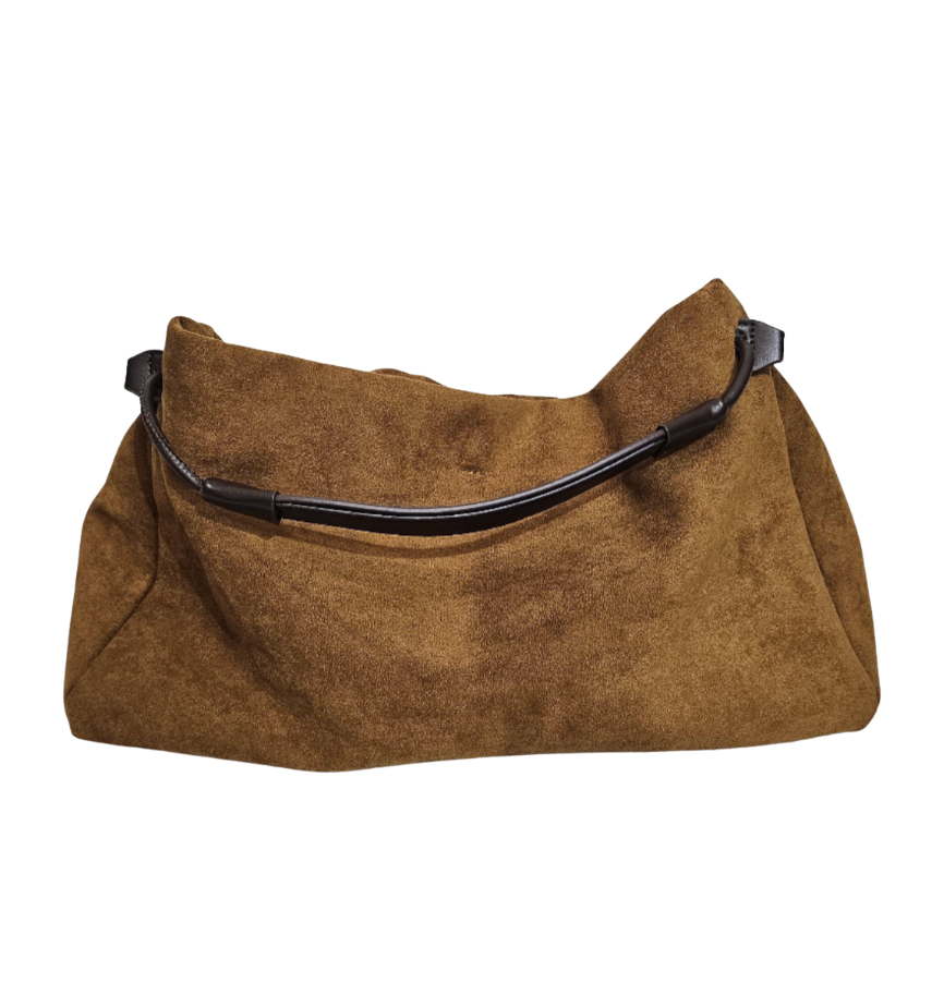 Tobacco Suede Ruched Hobo Bag - 32047