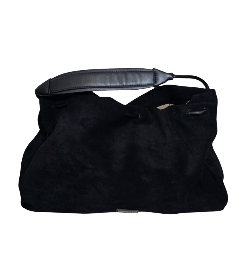 Black Suede Slouchy Hobo Bag - 32240