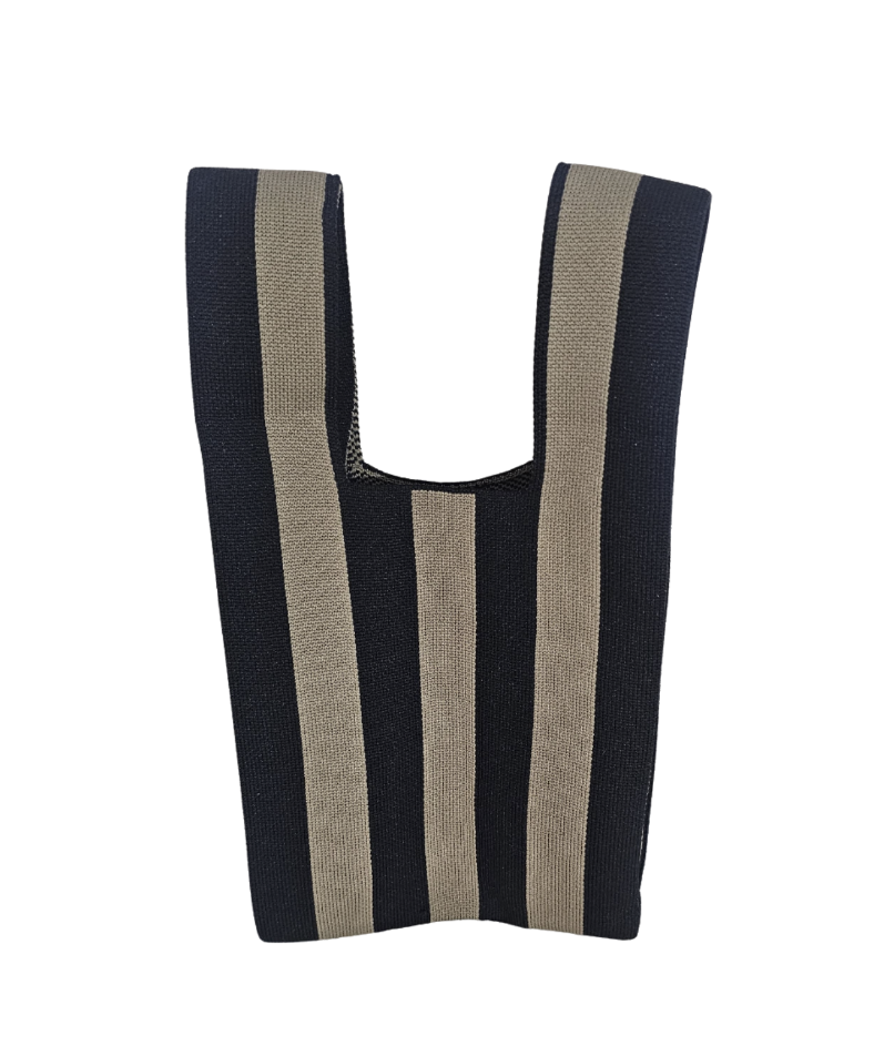 Striped Knit Tote Bag - 15564