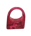 Neon Pink Transparent Handbag with Circular Handle - 24378