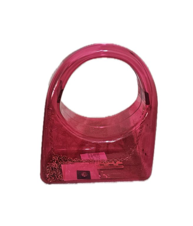 Neon Pink Transparent Handbag with Circular Handle - 24378