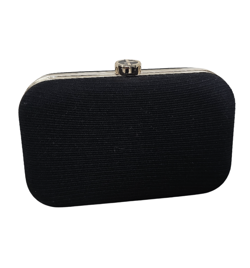 Giorgio Armani Black Corded Silk Box Clutch -2375