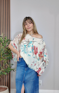 Chiffon Floral One-Shoulder Top - 33747