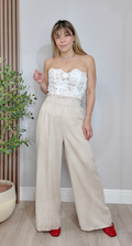 Wide-Leg Linen Trousers - 33831