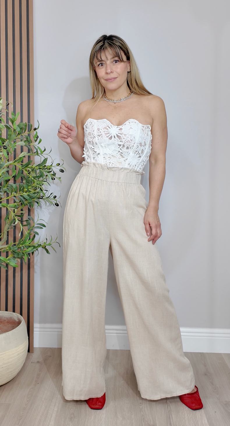 Wide-Leg Linen Trousers - 33831