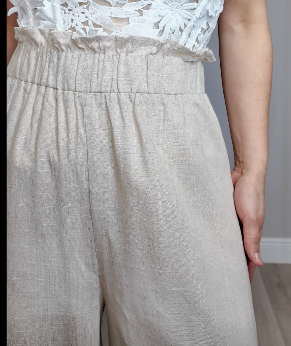 Wide-Leg Linen Trousers - 33831