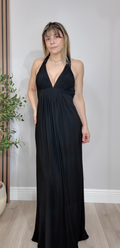 Xscape Black Sequin-Trimmed Halter Maxi Dress - 33221