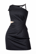 Bailey/44 Asymmetric Pinstripe Cut-Out Dress - 33327