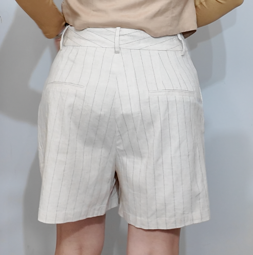Pinstripe Linen Bermuda Shorts - 34287