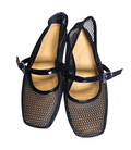 Black Mesh Mary Jane Flats - 31384