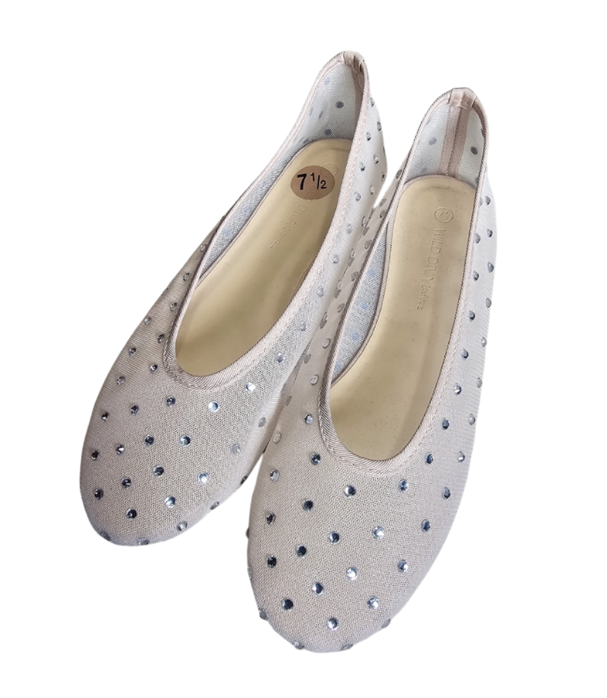Rhinestone Embellished Ballet Flats - 30725