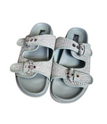 Embellished Raffia Slide Sandals - 30034